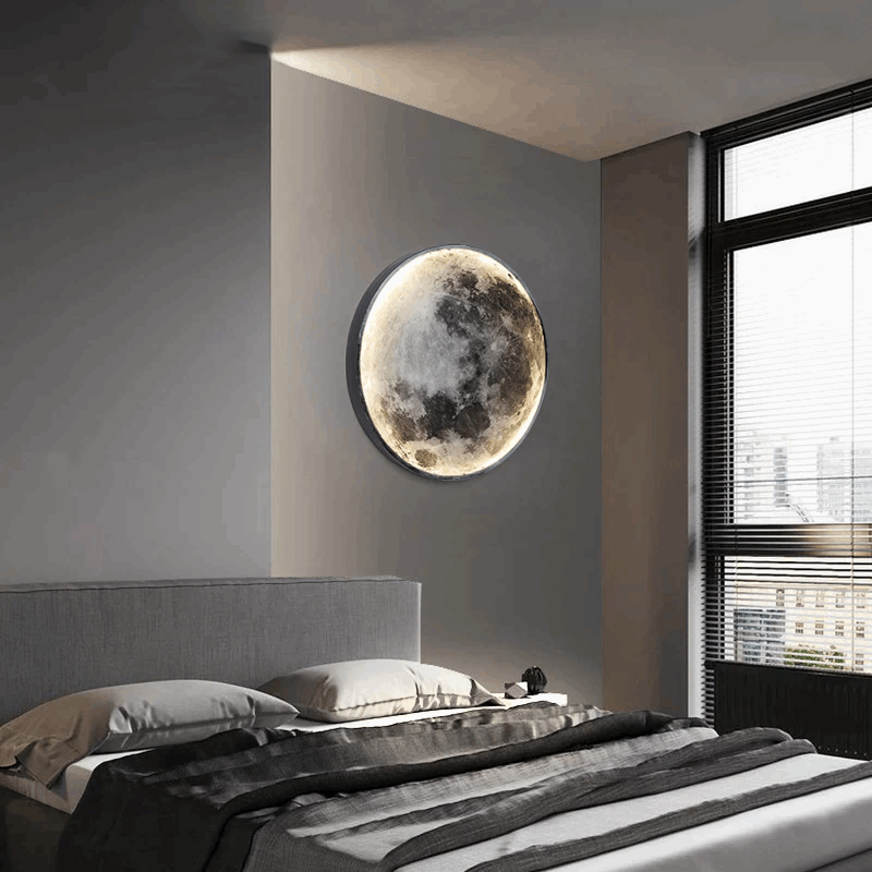 Dimmable Moon Wall Light – Remote Controlled LED Fixture