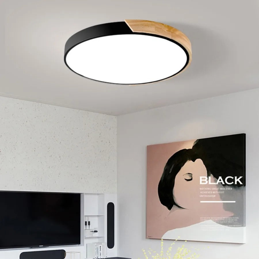 Modern Ceiling Light – Nordic Design with Wood and Acrylic
