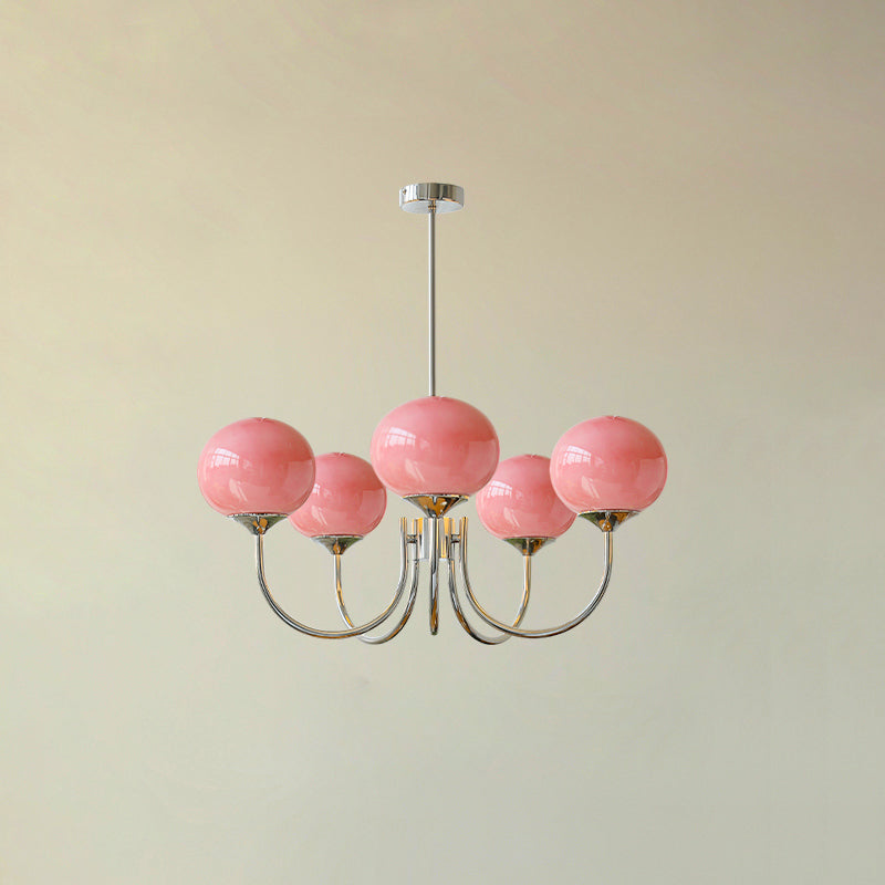 Modern Globe Chandelier – Glass Ceiling Light with Metal Frame