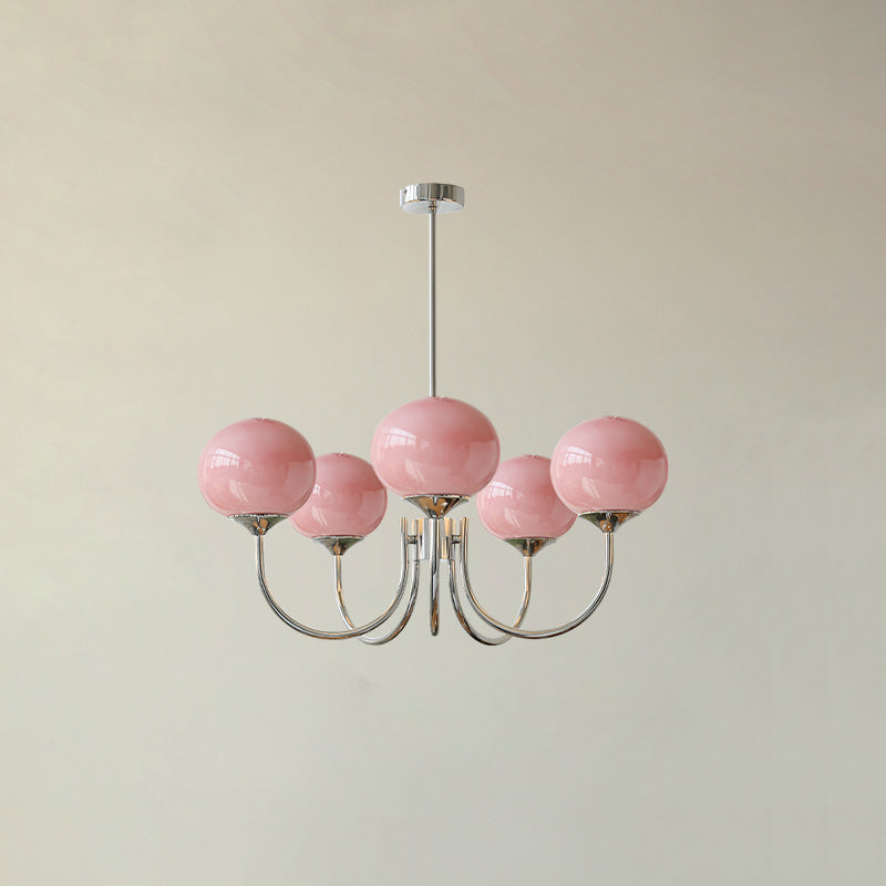 Modern Globe Chandelier – Glass Ceiling Light with Metal Frame