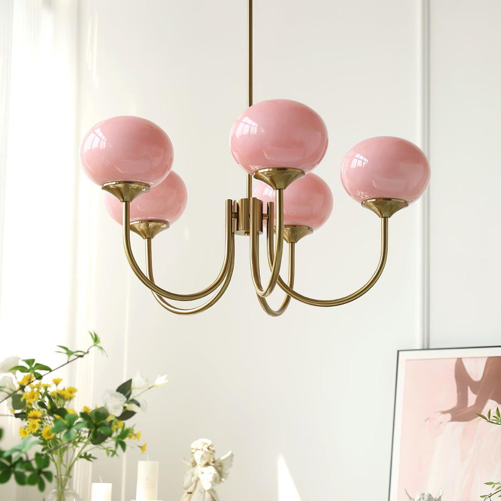 Modern Globe Chandelier – Glass Ceiling Light with Metal Frame
