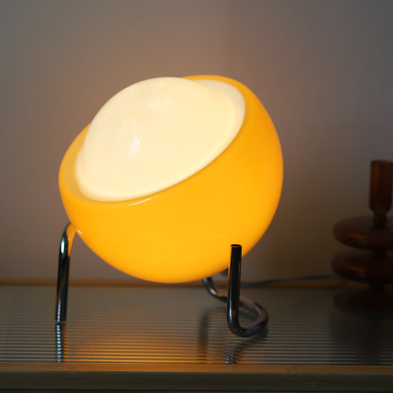 Retro Glass Orb Lamp – Minimalist LED Desk & Bedside Light