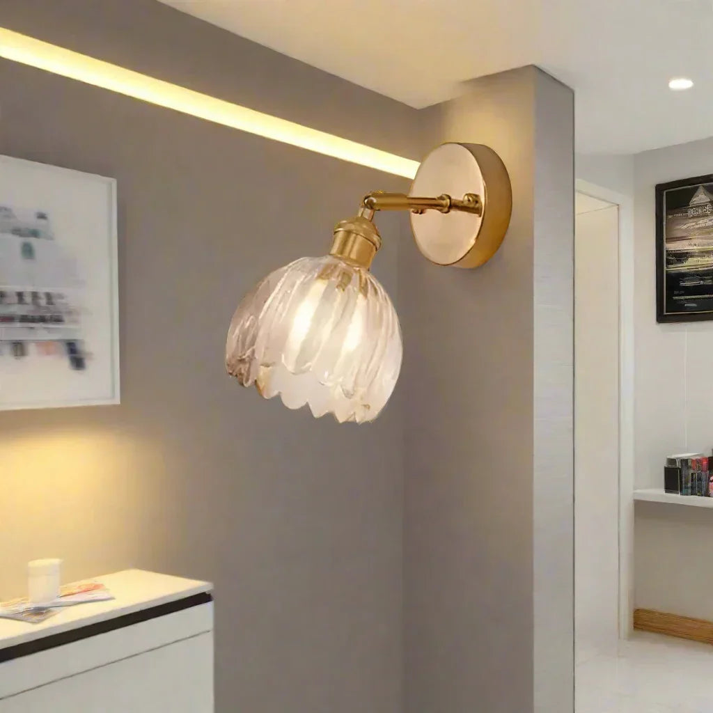 Tulip Glass Wall Light – Retro Style Decorative Bedroom Light