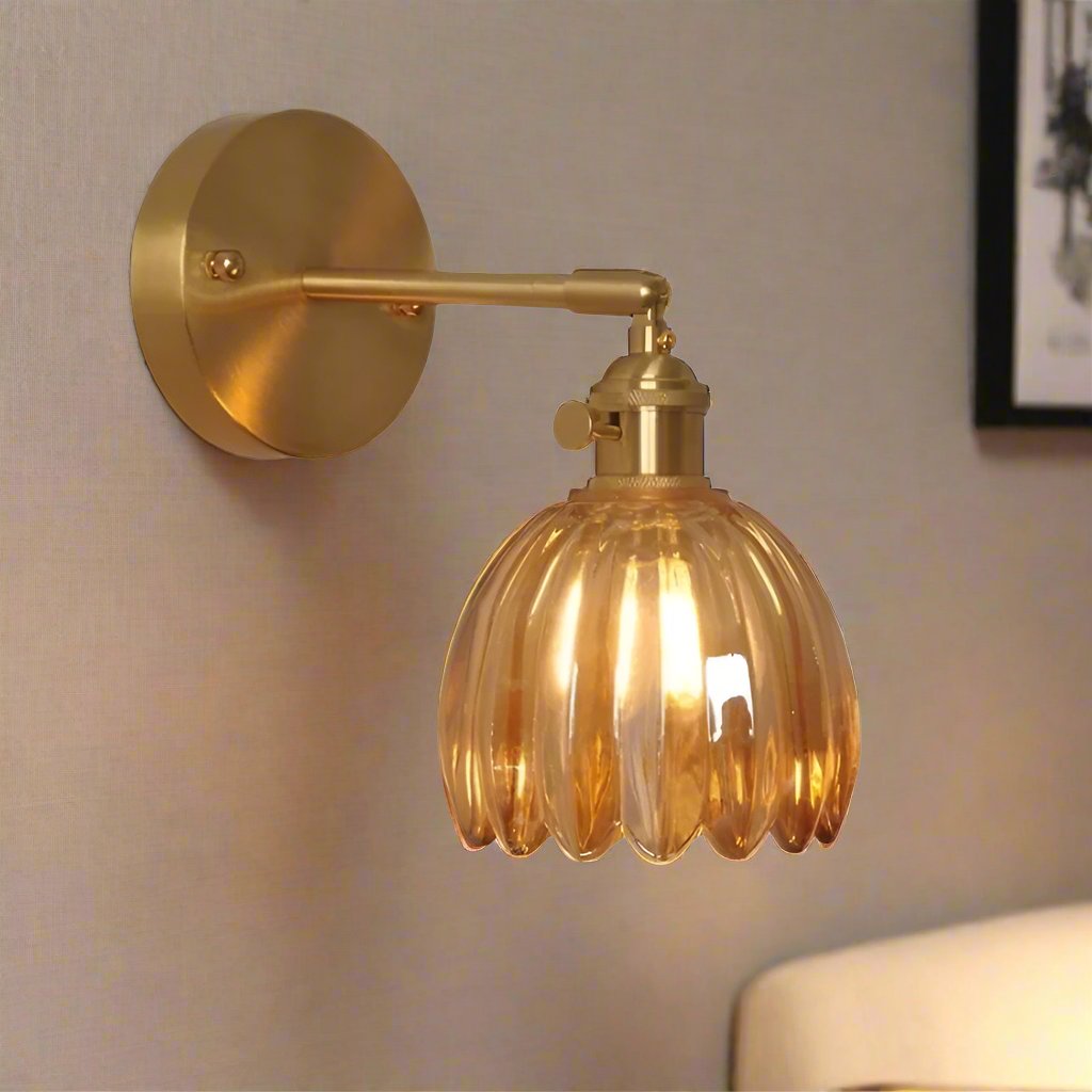 Tulip Glass Wall Light – Retro Style Decorative Bedroom Light
