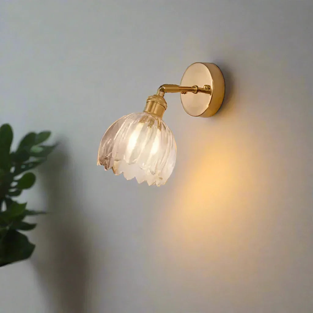 Tulip Glass Wall Light – Retro Style Decorative Bedroom Light