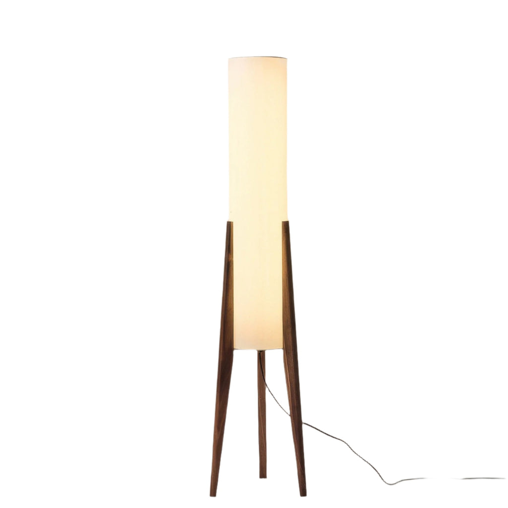 Walnut Wood Tripod Floor Lamp – Modern Nordic Standing Light