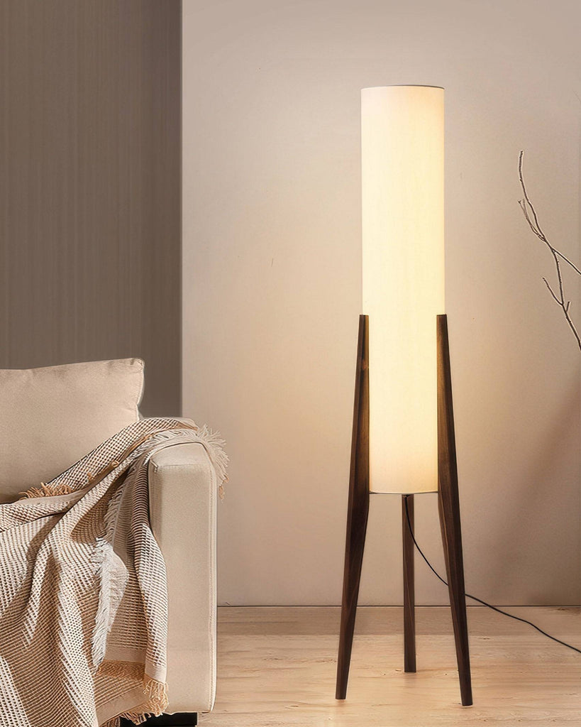 Walnut Wood Tripod Floor Lamp – Modern Nordic Standing Light
