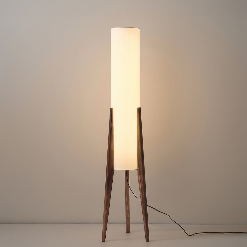 Walnut Wood Tripod Floor Lamp – Modern Nordic Standing Light